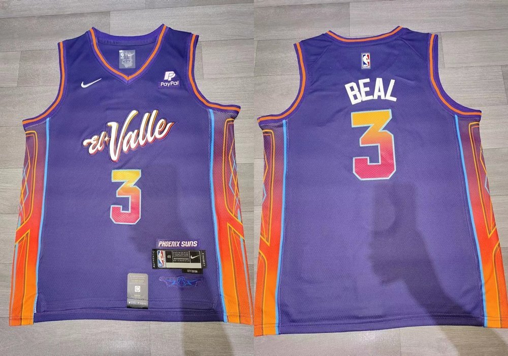 Men & Youth  Bradley Beal Phoenix Suns 2023-24 #3City Edition Purple Jersey
