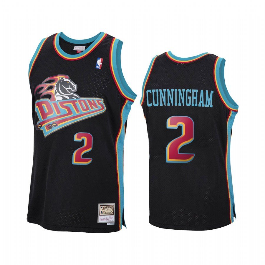 Men's Detroit Piston Cade Cunningham Hardwood Classics Edition Black #2 Jersey
