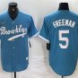Men's Brooklyn Dodgers Freddie Freeman Light Blue #5 Throwback Cool Base Jersey