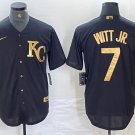 Men's Kansas City Royals Bobby Witt Jr Black Gold #7 Cool Base Stitched Jersey