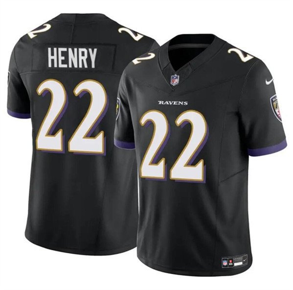 Men's Baltimore Ravens Derrick Henry Black Untouchable Football Stitched #22 Jersey