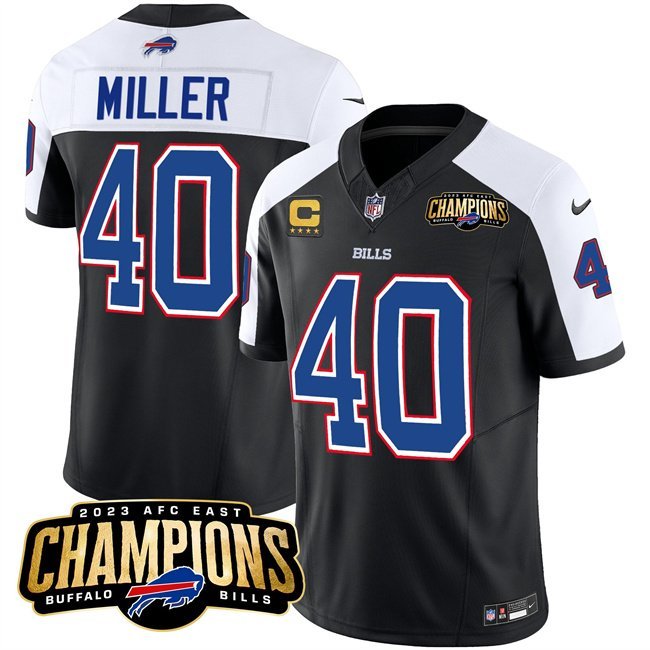Men's Buffalo Bills Von Miller Black White #40 Untouchable Football Stitched Jersey