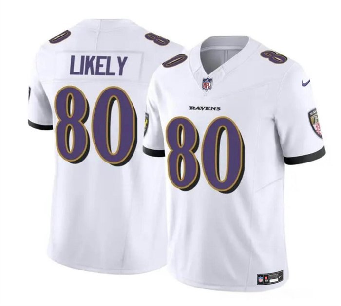 Men's Baltimore Ravens  Isaiah Likely #80 White 2023 F.U.S.E. Vapor Limited Football Stitched Jersey
