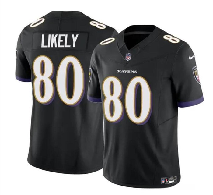 Men's Baltimore Ravens Isaiah Likely Black #80 2023 F.U.S.E. Vapor Limited Football Stitched Jersey