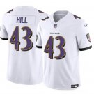 Men's Baltimore Ravens  Justice Hill White #43 2023 F.U.S.E. Vapor Limited Football Stitched Jersey