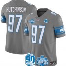 Men's Detroit Lions Aidan Hutchinson #97 Gray 2023 90th Anniversary North Champions Stitched Jersey
