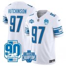 Men's Detroit Lions Aidan Hutchinson #90 White 2023 90th Anniversary North Champions Stitched Jersey