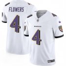 Men's Baltimore Ravens Zay Flowers #4 White 2023 F.U.S.E. Vapor Limited Football Stitched Jersey