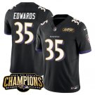 Men's Baltimore Ravens Gus Edwards Black #35 2023 Champions Limited Football Stitched Jersey