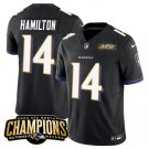 Men's Baltimore Ravens Kyle Hamilton #14 Black 2023 Champions Limited Football Stitched Jersey