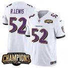 Men's Baltimore Ravens Ray Lewis #52 White 2023 Champions Vapor Limited Football Stitched Jersey