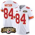 Men’s Kansas City Chiefs Justin Watson #84 White 2023 Champions Football Stitched Jersey