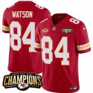 Men’s Kansas City Chiefs Justin Watson #84 Red 2023 Champions Football Stitched Jersey