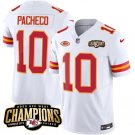 Men’s Kansas City Chiefs Isiah Pacheco #10 White 2023 Champions Football Stitched Jersey