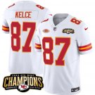 Men’s Kansas City Chiefs Travis Kelce #87 White 2023 Champions Football Stitched Jersey