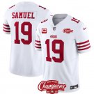 Men's San Francisco 49ers #19 Deebo Samuel White 2023 Champions Patch Football Stitched Jersey