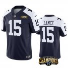 Men's Dallas Cowboys Trey Lance #15 Navy White 2023 F.U.S.E. Football Stitched Jersey