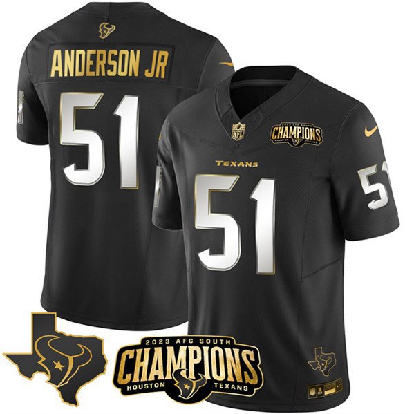 Men's Houston Texans Will Anderson Jr. Black #51 Golden Limited Football Stitched Jersey