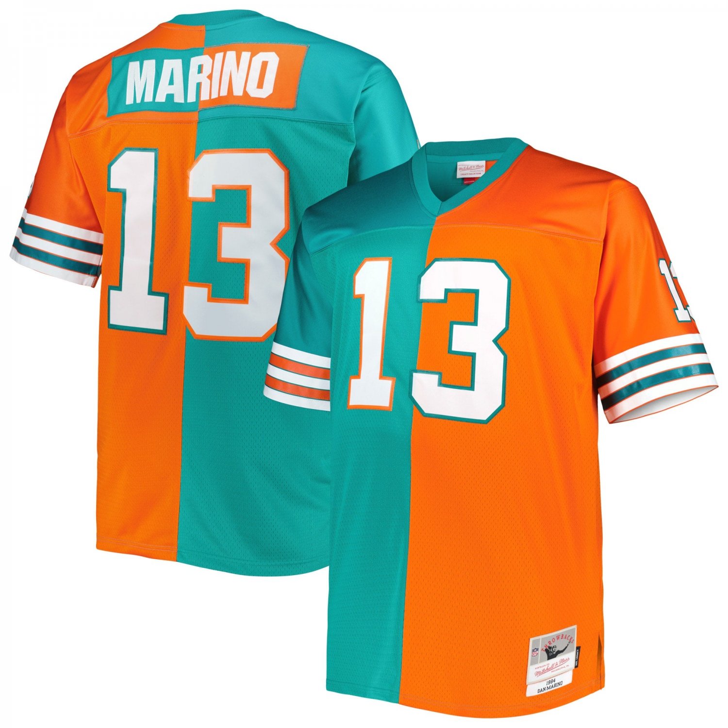 Dan Marino Miami Dolphins Mitchell & Ness Big & Tall Split Legacy Retired Player Replica Jersey - Aq