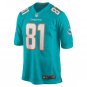 Durham Smythe Miami Dolphins Game Jersey - Aqua