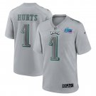 Jalen Hurts Philadelphia Eagles Super Bowl LVII Patch Atmosphere Fashion Game Jersey - Gray