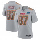 Travis Kelce Kansas City Chiefs Super Bowl LVII Patch Atmosphere Fashion Game Jersey - Gray