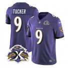 Men's Baltimore Ravens Justin Tucker Purple 2023 F.U.S.E With Patch Throwback Vapor Limited Stitched