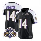 Men's Baltimore Ravens Kyle Hamilton Black White 2023 F.U.S.E With Patch Throwback Vapor Limited Sti