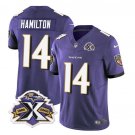 Men's Baltimore Ravens Kyle Hamilton Purple 2023 F.U.S.E With Patch Throwback Vapor Limited Stitched
