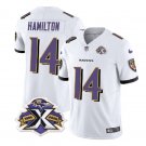 Men's Baltimore Ravens Kyle Hamilton White 2023 F.U.S.E With Patch Throwback Vapor Limited Stitched 