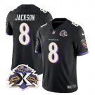 Men's Baltimore Ravens Lamar Jackson Black 2023 F.U.S.E With Patch Throwback Vapor Limited Stitched 