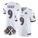 Men's Baltimore Ravens ustin Tucker White 2023 F.U.S.E With Patch Throwback Vapor Limited Stitched J
