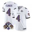 Men's Baltimore Ravens Zay Flowers White 2023 F.U.S.E With Patch Throwback Vapor Limited Stitched Je