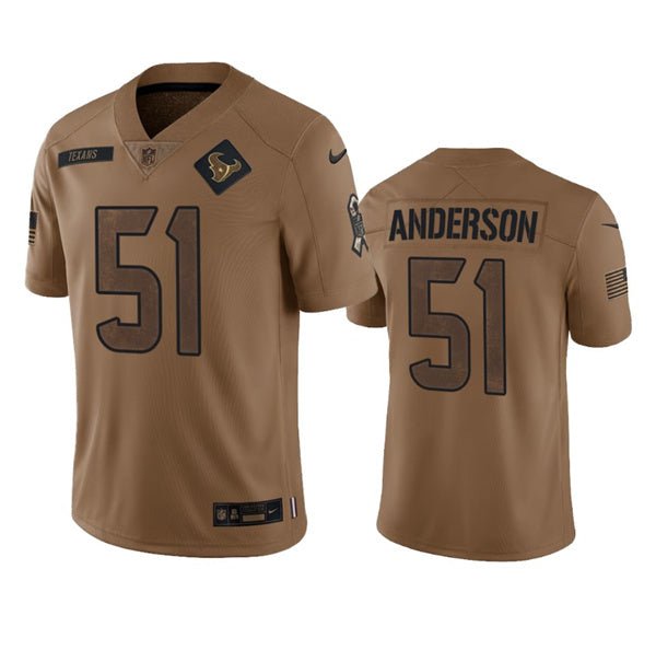 Men's Houston Texans Will Anderson Jr. 2023 Brown Salute To Service Limited Stitched Jersey