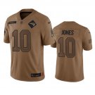 Men's New England Patriots Mac Jones 2023 Brown Salute To Service Limited Stitched Jersey