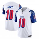 Men's New England Patriots Mac Jones White Blue 2023 F.U.S.E. Vapor Limited Stitched Jersey