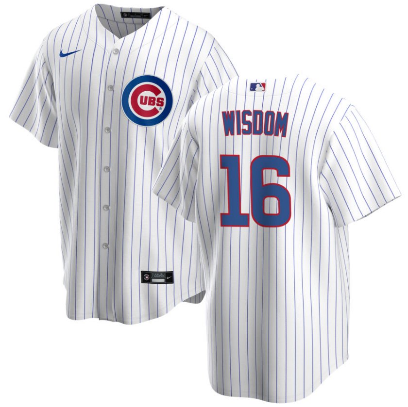 Men's Patrick Wisdom Chicago Cubs Premium Twill White Home Replica Jersey