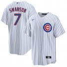 Men's Dansby Swanson Chicago Cubs White Home Premium Stitch Replica Jersey