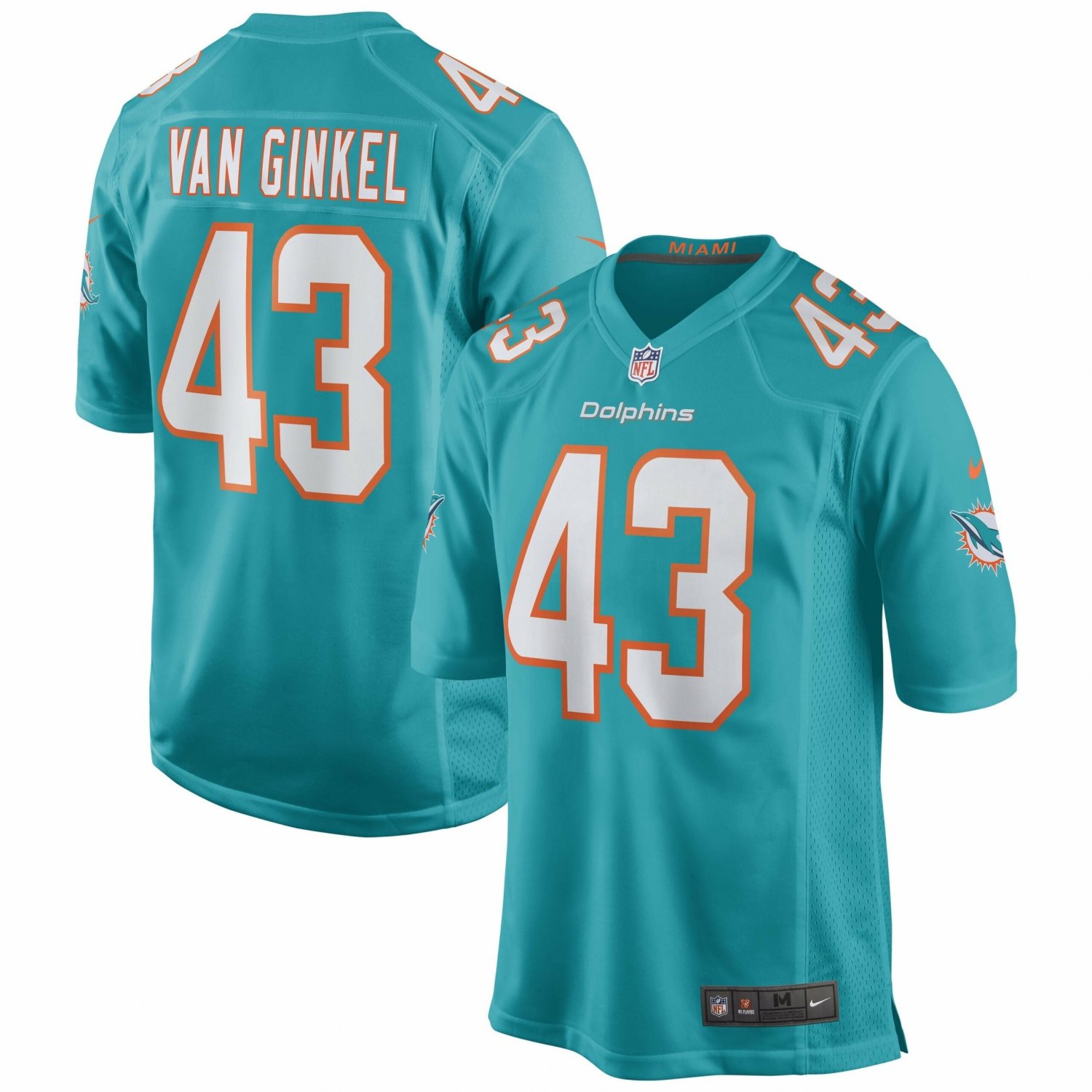 Men's Andrew Van Ginkel Aqua Miami Dolphins Game Jersey