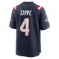 Men's Bailey Zappe Navy New England Patriots Game Player Jersey