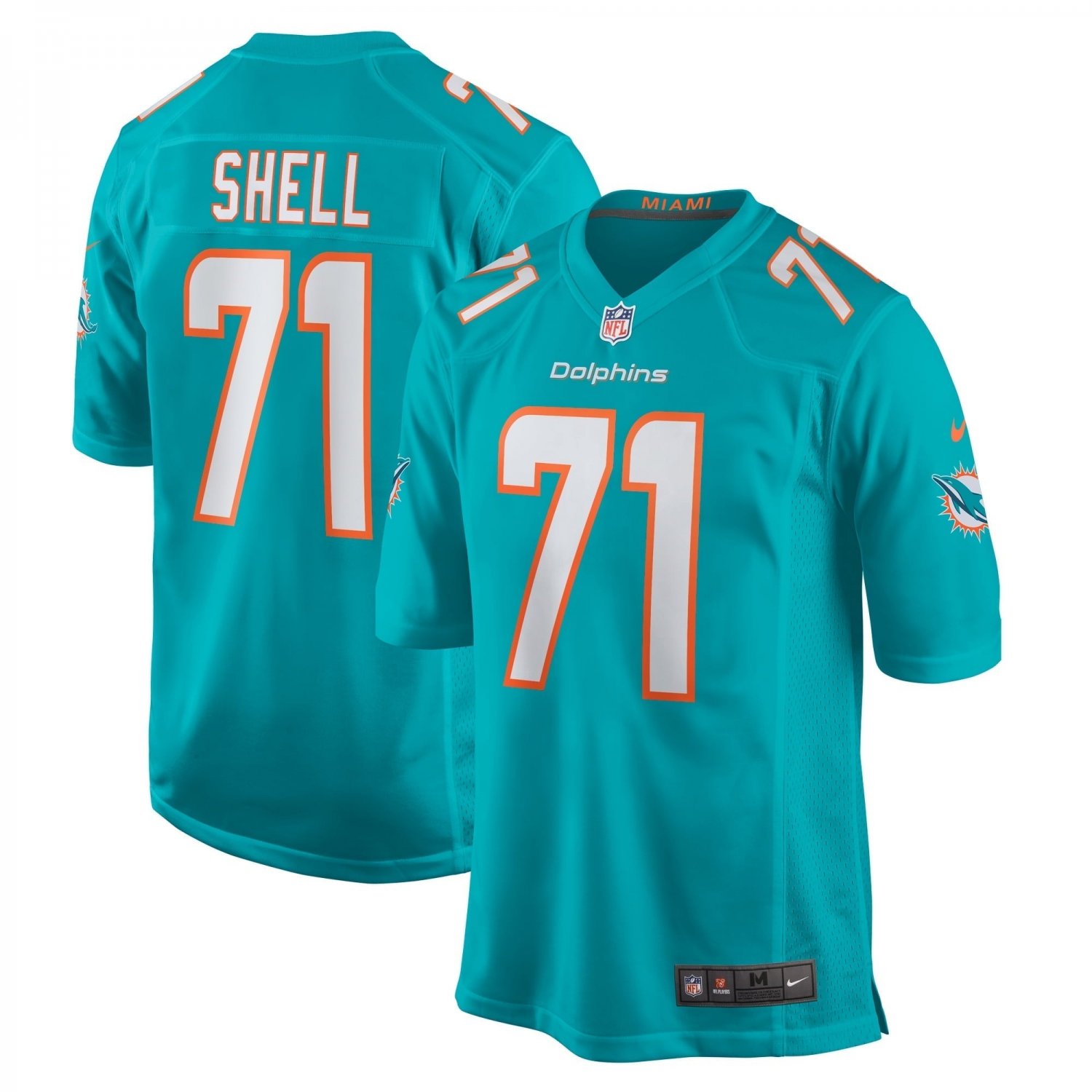 Men's Brandon Shell Aqua Miami Dolphins Home Game Player Jersey