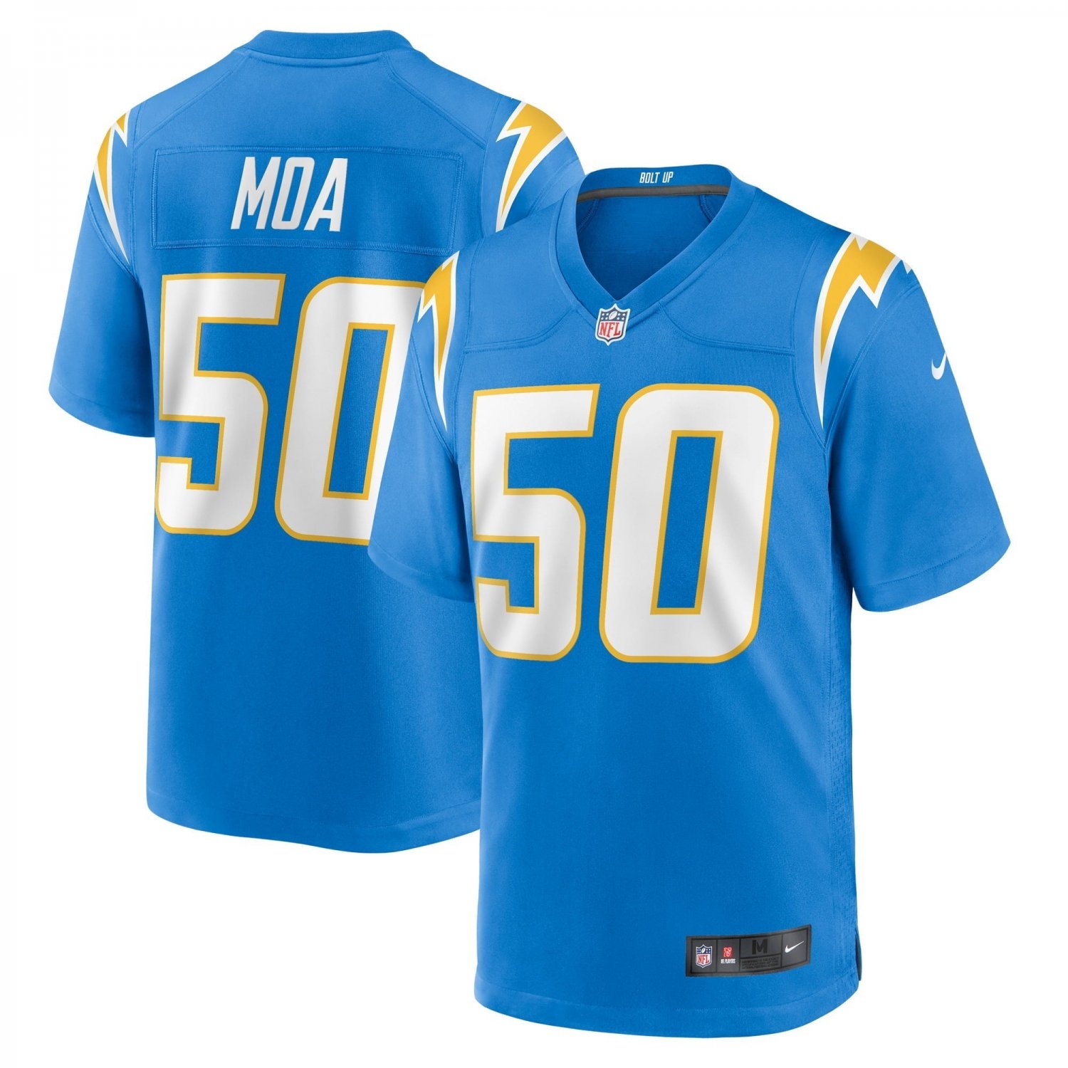 Men's David Moa Powder Blue Los Angeles Chargers Home Game Player Jersey