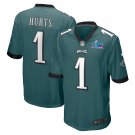 Men's Jalen Hurts Midnight Green Philadelphia Eagles Super Bowl LVII Patch Game Jersey