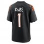Men's Ja'Marr Chase Black Cincinnati Bengals Game Jersey