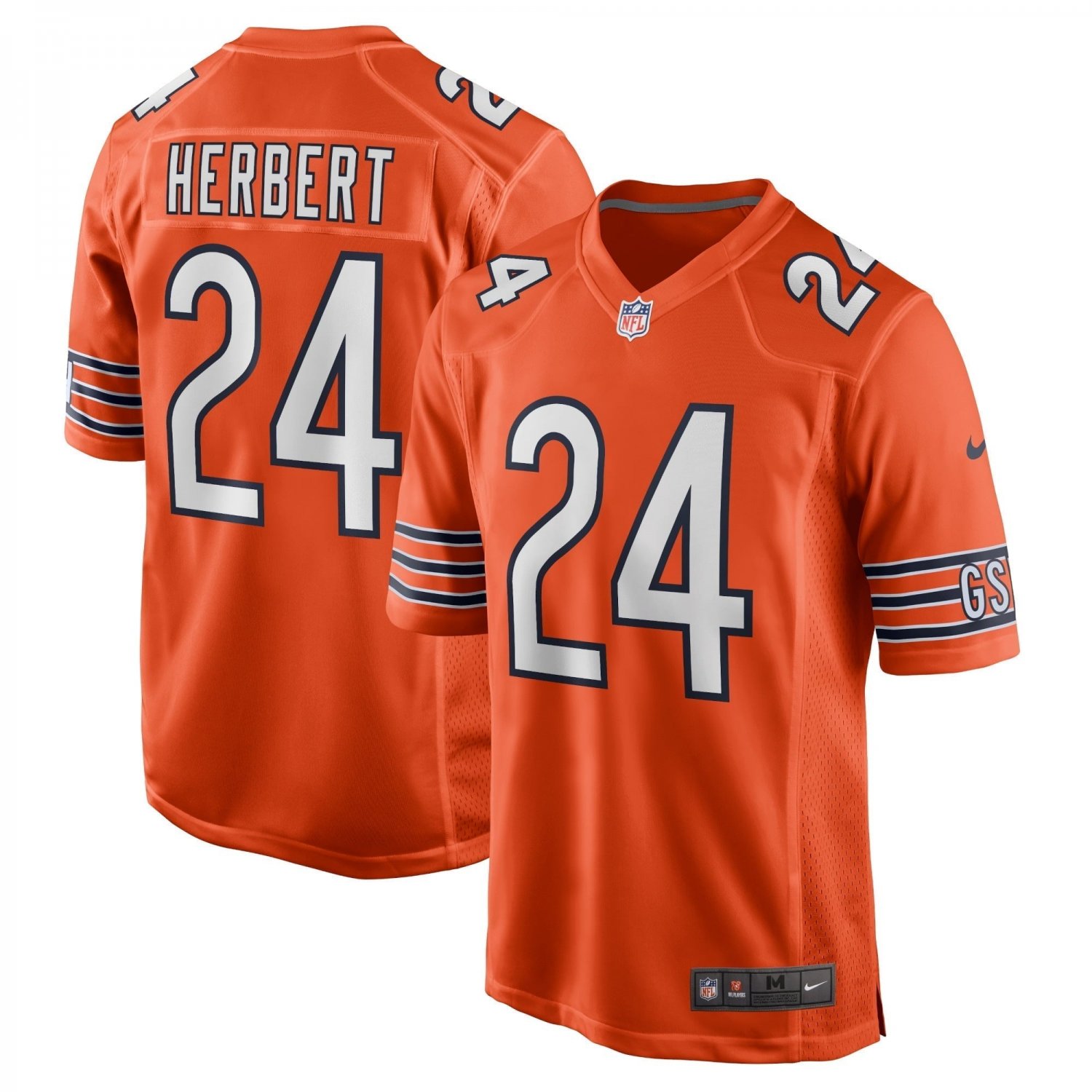 Men's Khalil Herbert Orange Chicago Bears Alternate Game Player Jersey