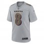 Men's Lamar Jackson Gray Baltimore Ravens Atmosphere Fashion Game Jersey