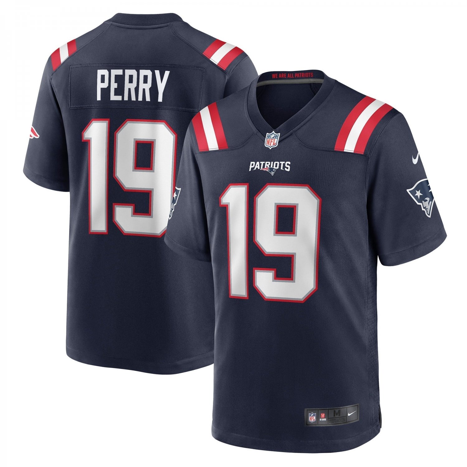 Men's Malcolm Perry Navy New England Patriots Game Player Jersey