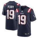 Men's Malcolm Perry Navy New England Patriots Game Player Jersey
