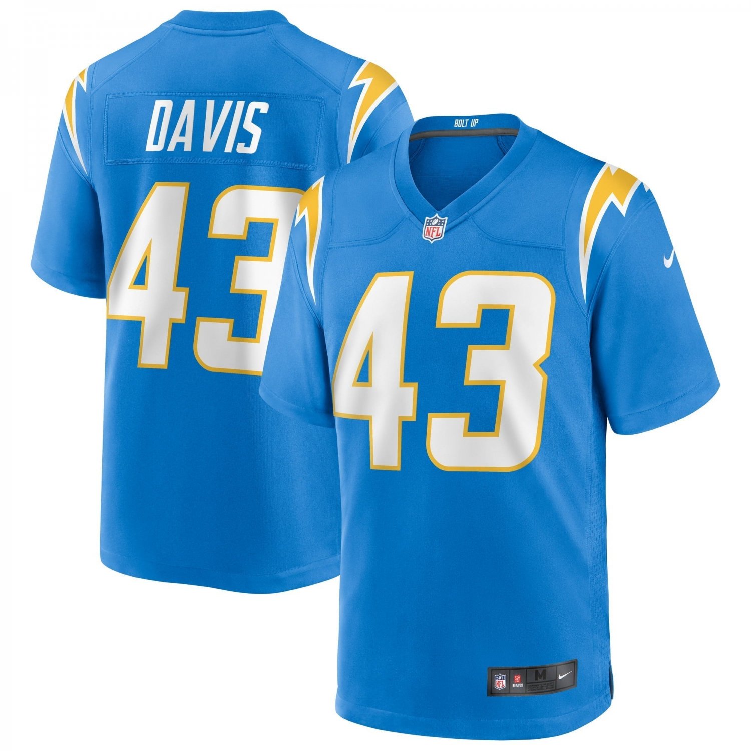 Men's Michael Davis Powder Blue Los Angeles Chargers Game Jersey