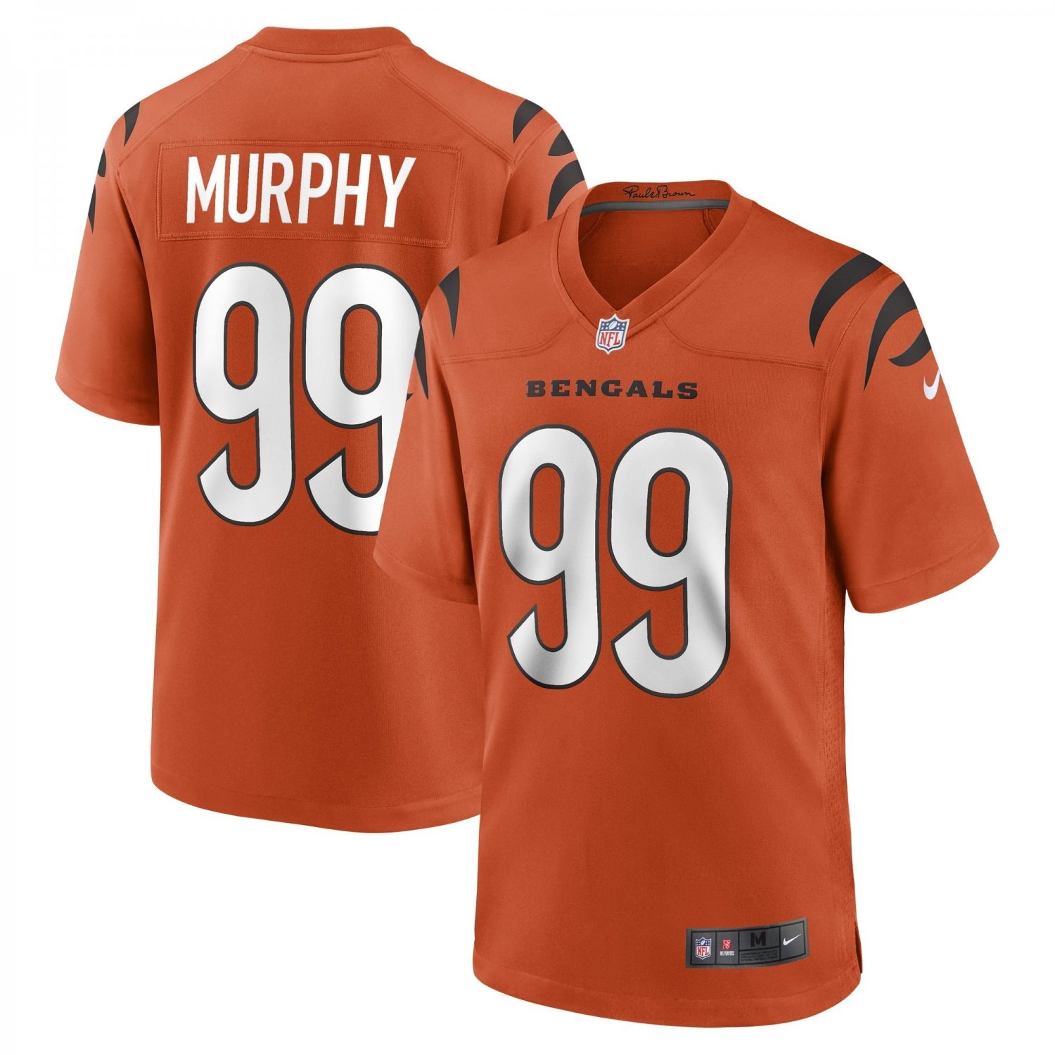 Men's Myles Murphy Orange Cincinnati Bengals Team Game Jersey